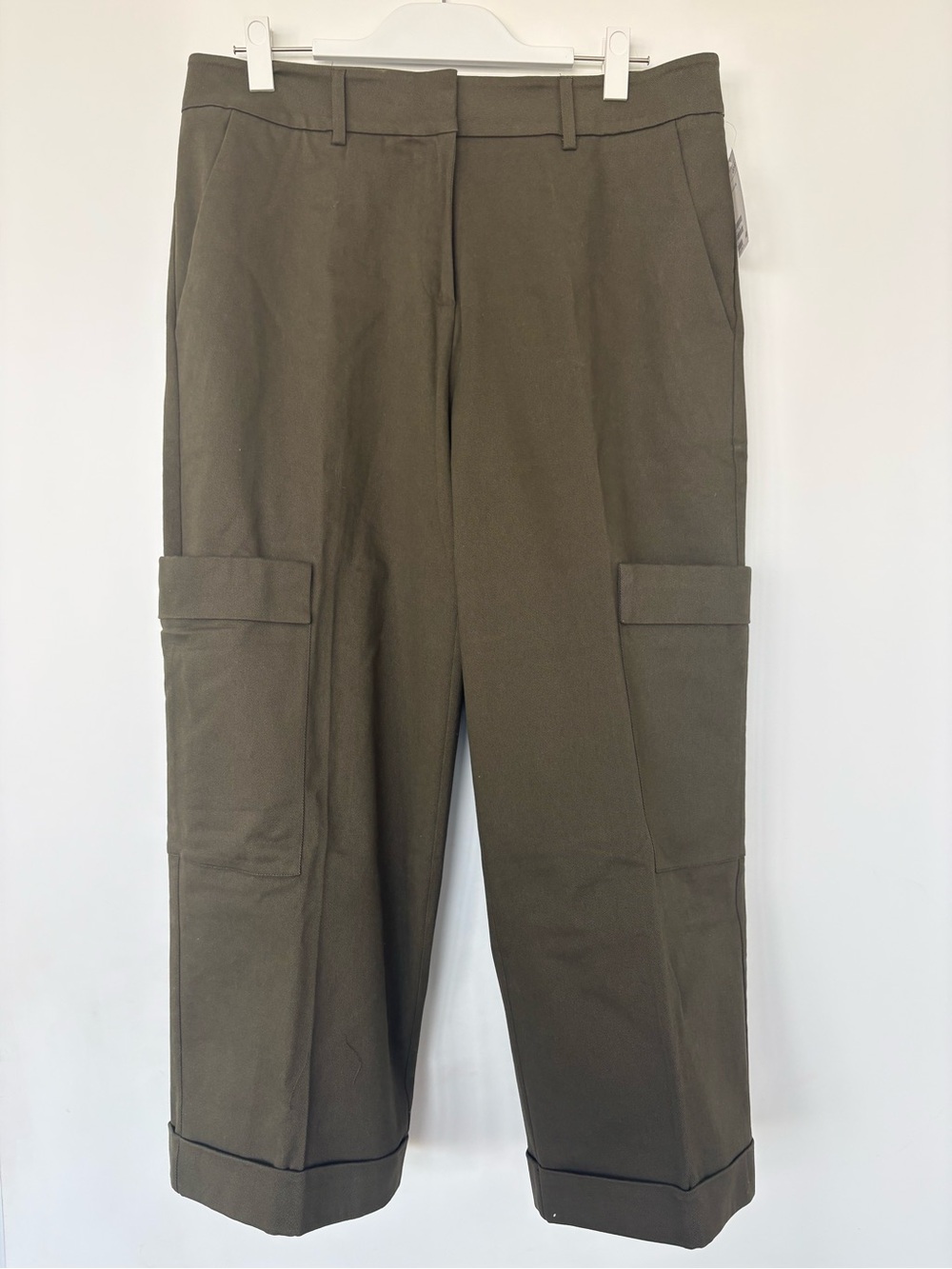 NWT H&M army green crop loose trousers sz 14